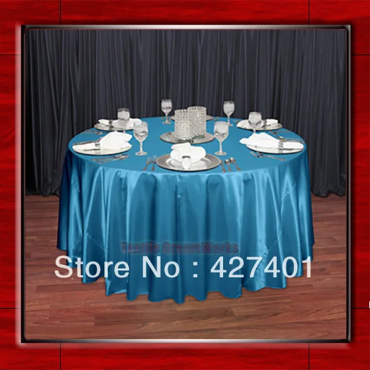 Teal 108" Round Shaped Poly Satin Table Cloth /Banquet Tablecloths