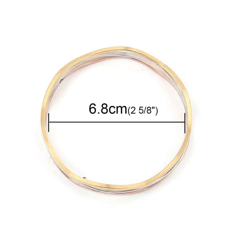 1 комплект(3 шт./компл.) Мода Нержавеющая сталь укладки браслеты Браслеты для Для женщин, ювелирные изделия для девушек, Подарки 23 см-22 см в длину(6,8 см Dia