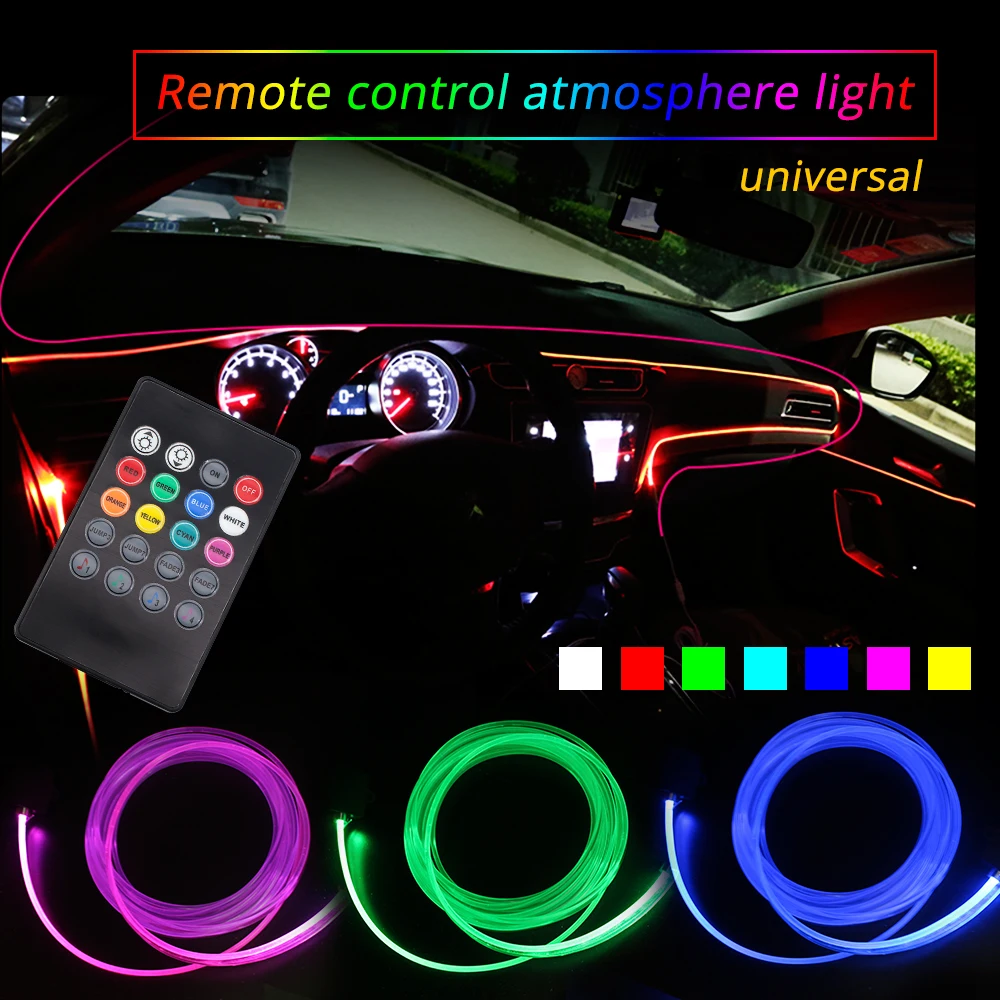 

Ambient Lights RGB 8 Colors Atmosphere Lamp Lights 4 meters Refit Optic Fiber Band Turning Music Car Interior Decorative Light