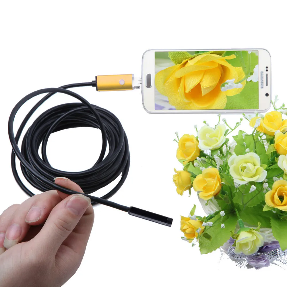 5,5 мм объектив Android USB эндоскоп камера 2 м 5 м гибкая змея USB труба обнаружения Android телефон ПК OTG USB бороскоп камера 6 светодиодов