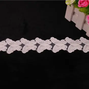 

4.5cm 2yards Embroidered White Cotton Butterfly Lace For Wedding Party Dress DIY Sewing Clothes Accessories Quality Lace Fabric