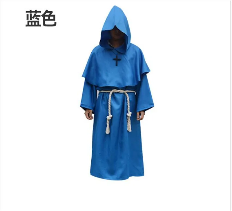 Cosplay Costumes Men Monk Robe Halloween Mysterious Ancient Medieval Dress Monk Cosplay Suit Witch Costume Priest COS Clothing halloween looks