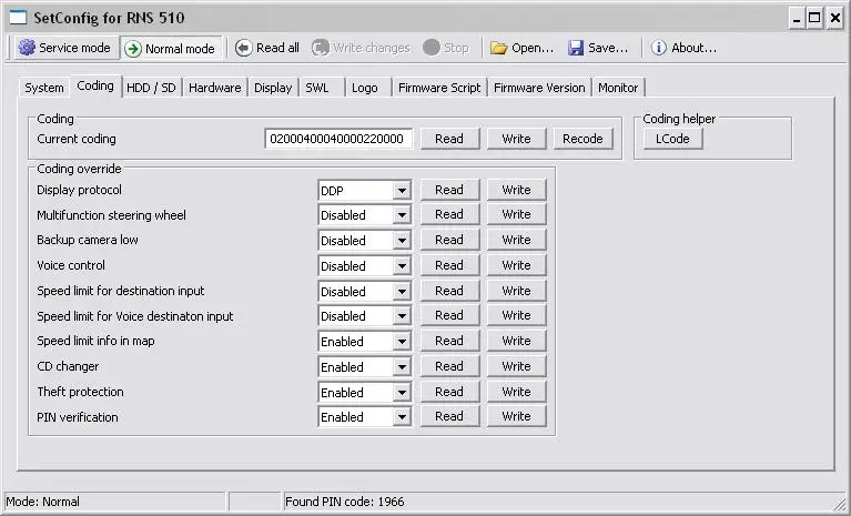 SetConfig для RNS определить хлопотные единицы изменить PIN-код стереть NAND памяти Obd2 сканер автомобиля диагностическое программное обеспечение