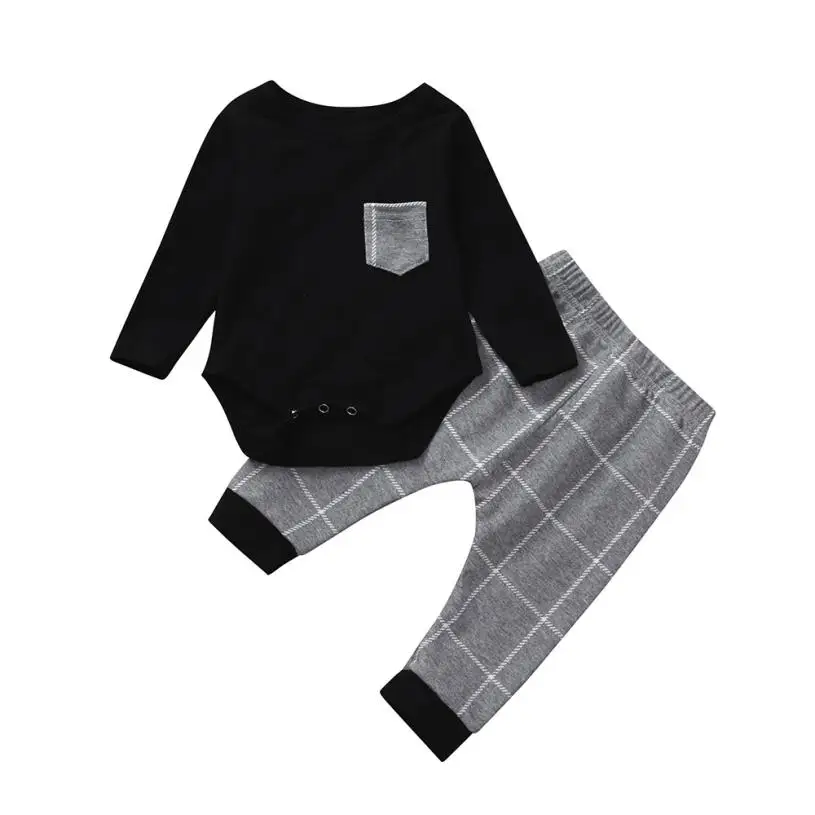 

Baby Girl Boy Clothes Winter Newborn Set Long Sleeve Clothes Set Plaid Print Tops+Pants Casual Baby Warm Clothes 18Jul27