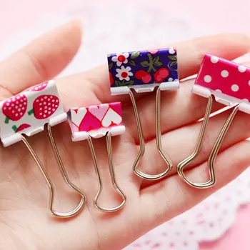 

6pcs 38mm Printed Metal Binder Clips Paper Clip Clamp Office School Binding Supplies Random Color