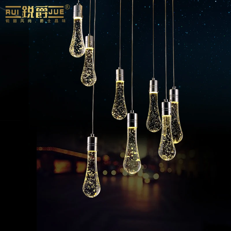 

modern elegant creative waterdrop shape K9 bubble crystal 5/6/8 heads led pendant light for dining room living room1093