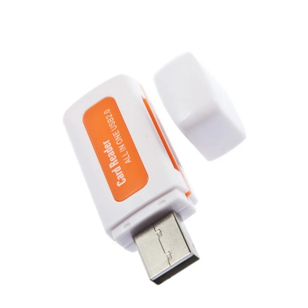 1 шт. USB 2,0 4 в 1 памяти Multi Card Reader для M2 для SD SDHC DV Micro SD TF карты Оптовая Оранжевый Прямая доставка