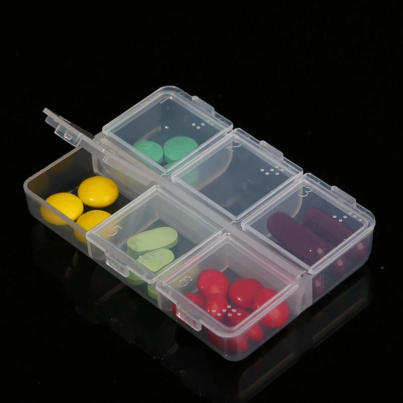 Пластиковый мини контейнер для лекарств 6 ячеек|medicine chest|box holderorganizer container |