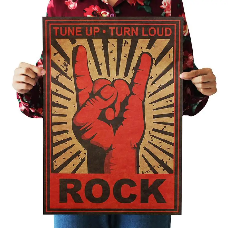 DLKKLB Ностальгический рок-группа крафт-бумага музыкальный постер для бара/Кафе Ретро плакат Декор Живопись 51x36 см рок не мертвый стикер на стену - Цвет: As show