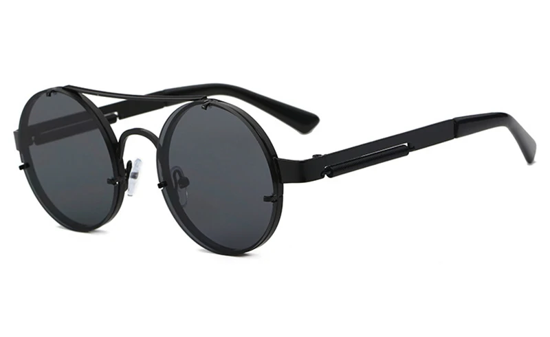 RunBird Ретро стимпанк Солнцезащитные очки Мужские брендовые дизайнерские красные круглые солнцезащитные очки для женщин винтажные металлические солнцезащитные очки UV400 оттенки 1156R - Цвет линз: Black Frame Grey