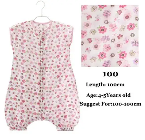 Спальный мешок для малышей хлопок тоньше 2 слоя летний костюм для малышей; комбинезон для сна пижамы для маленьких детей Костюмы для детей от 0 до 5 лет спальные принадлежности - Цвет: flower-100