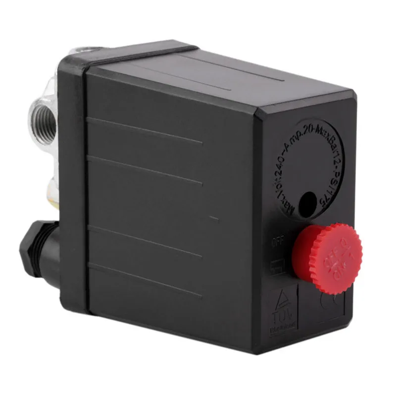 High Quality 240V Air Compressor Pressure Switch 1 Port 4 Port Air Pump Control Valve Switch 90 PSI-120 PSI Vertical Switch