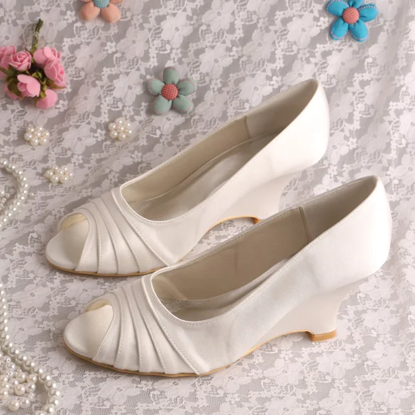 ivory satin wedges