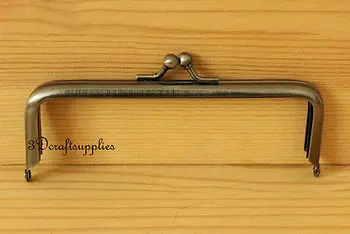 

metal purse frame glue on clasp clip gunmetal 5 inch X 1 3/4 inch AC40