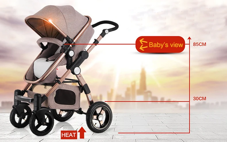 Роскошная детская коляска 3 в 1 с автокреслом с высокой посадкой коляска для новорожденных складная дорожная система детская тележка коляска для прогулок