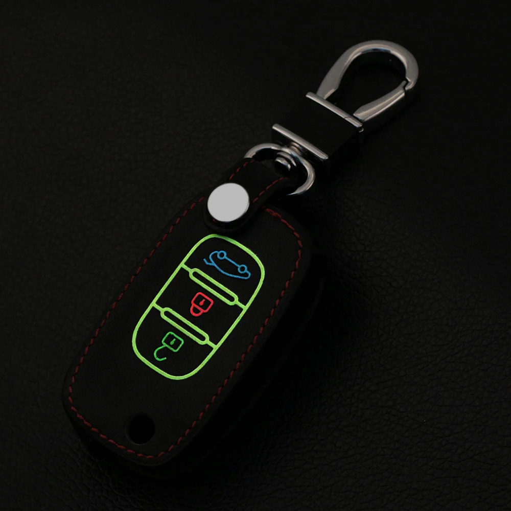 

Luminous Car Flip keys Leather Cases Fob Cover For LADA Sedan Largus Kalina Granta Vesta X-Ray XRay Folding Keychain Key Ring
