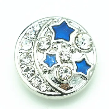 

Fashion beauty Round Rhinestone Moon&Star 18MM metal snap buttons fit DIY 18mm snap jewelry wholesale KZ1515