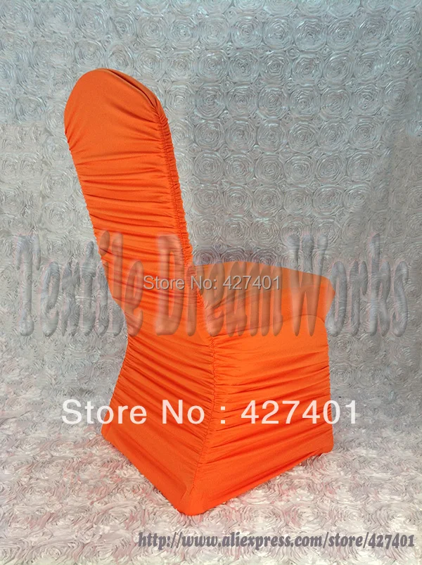 Горячая оранжевого рюшами лайкры Чехлы для стула/свадебные чехлы для стула/Flouncing Чехлы для стула для украшения свадьбы