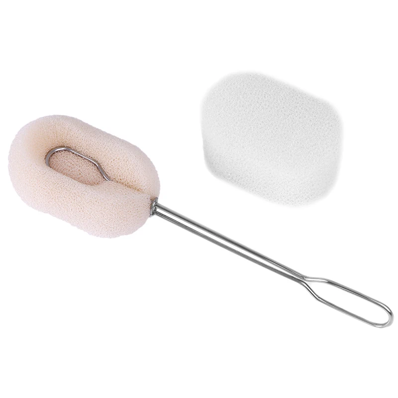 Cleaning Tool Sponge Brush For Bottle Feeding Stainless Steel Handle Cup Cleaning Brush Replaceable Sponge Head Bottle Brush