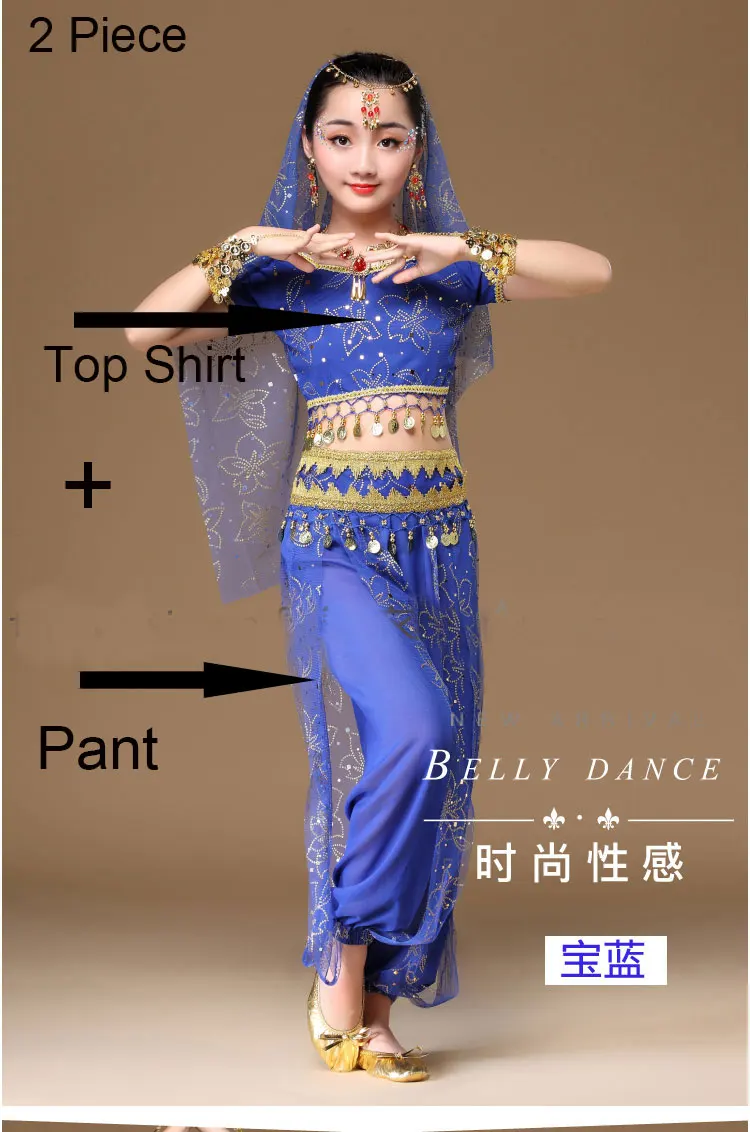Детский профессиональный этап танец живота костюм для девочки Египет танец живота костюмы для девочек Индии Болливуд танцевальные