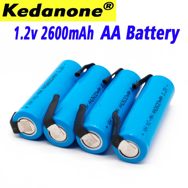 

100% original 1.2V AA rechargeable battery 2600mah 2A ni-mh with joint pin soldering sheet Electric shaver toothbrush battery