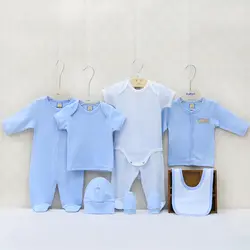 Одежда для новорожденных из 100% хлопка, одежда для мальчиков и девочек, 8 шт./лот/, подарки, летний и осенний комплект для детей 0-9 месяцев