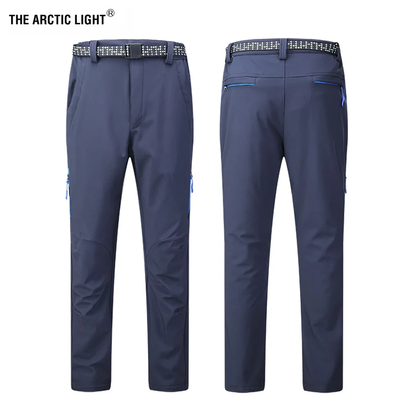 

THE ARCTIC LIGHT Hiking Camping Pants Waterproof Windbreaker Trousers Male Inner Fleece soft shell pants Winter Men Outdoor