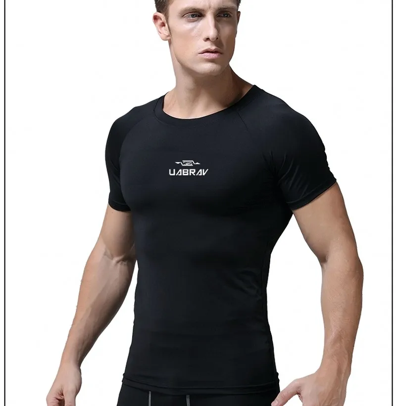 UABRAV Мужская футболка для бега спортивные мужские дышащие Стрейчевые футболки с короткими рукавами для тренировок
