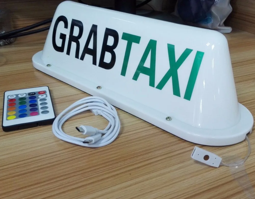 7 цветов Пульт дистанционного управления GRABTAXI логотип светодиодный светильник