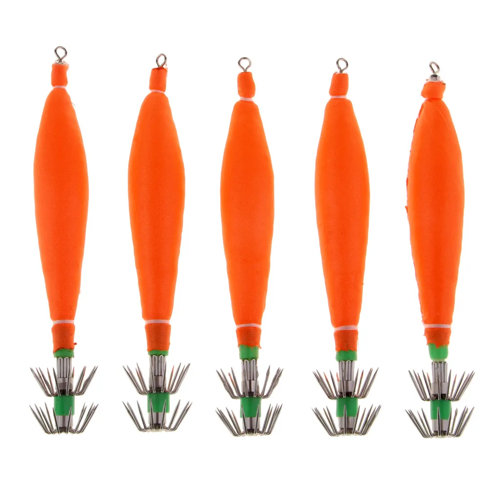 5Pcs 11cm Luminous Dual-layer Split Squid Jig Hooks Durable Octopus Saltwater Fishing Lure Hook Fishing Tackle Tool