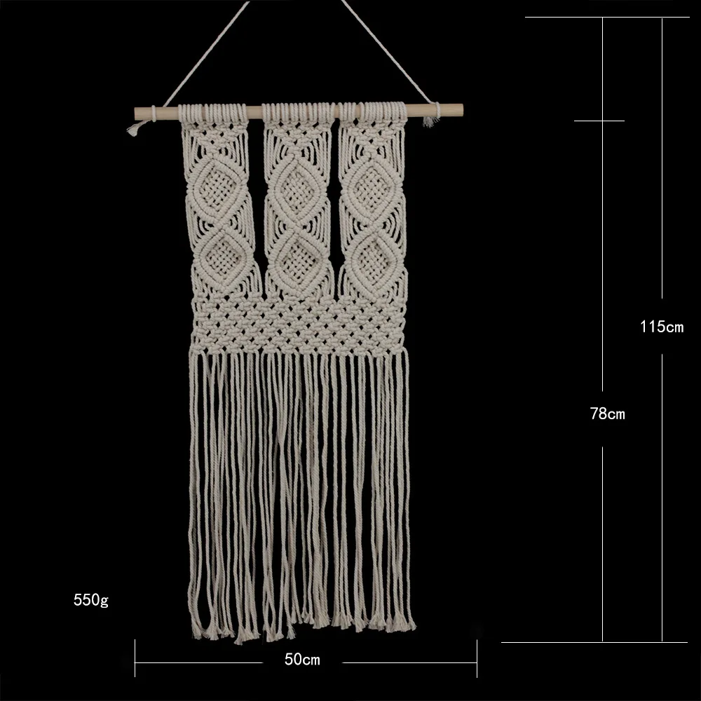 Богемный ручной узлом макраме стены искусства ручной работы хлопок настенный гобелен с кружевом ткани свадебные украшения - Цвет: As photo