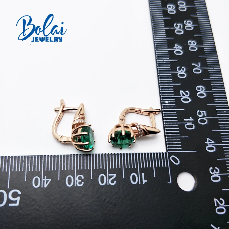 Bolaijewelry, созданный зеленый изумруд застежка серьги серебро 925 пробы розовое золото ювелирные изделия для девочек лучший подарок