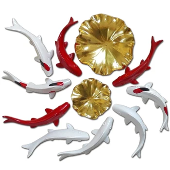 

Lotus fish wall decoration wall ornaments creative 3D simulation plant living room wall decorations background free punch