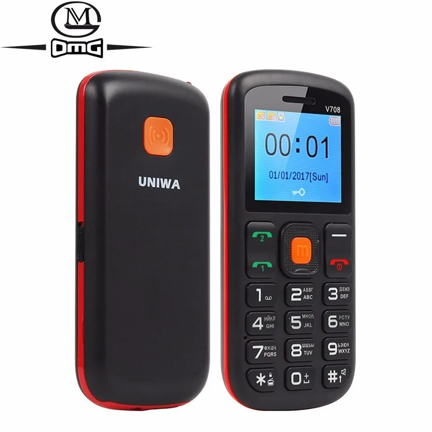 

Uniwa V708 Russian keyboard Unlock Mobile phone SOS Big keyboard Old man Telephones Dual sim flashlight FM camera cell phones