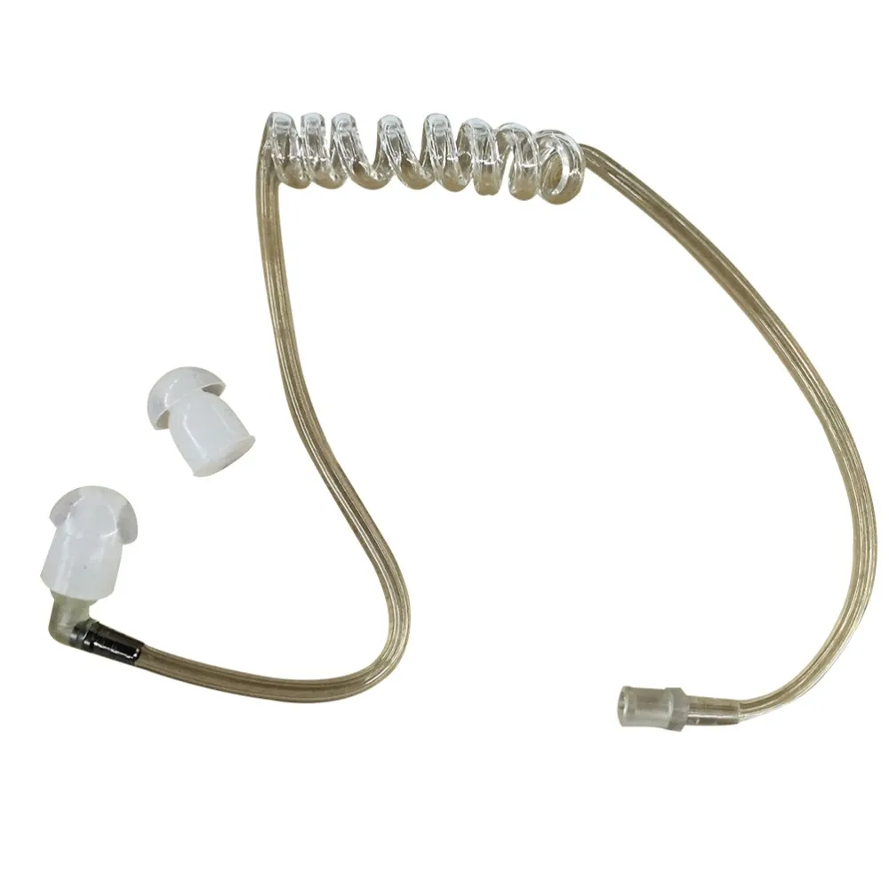 New Replacement White Coil Acoustic Air Tube + Earplug for Walkie Talkie Earpiece (2)
