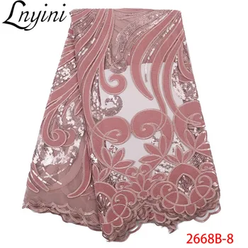 

High Quality Velvet Lace for Wedding Party Dress Sequins Lace Fabrics Latest French Tulle Mesh Lace Fabrics with Sequins L2668B