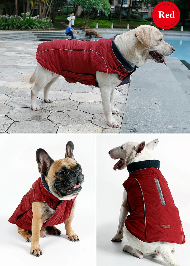Зимняя теплая куртка для собак, жилет, светоотражающая Одежда для маленьких, средних и больших собак, одежда для щенков, пальто для питомцев, французская одежда для бульдога