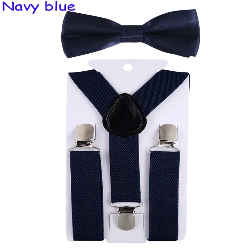 Fashion Kids Suspenders with Bowtie Children Bow Tie Set Boys Braces Girls Adjustable Suspenders Baby Wedding Ties Accessory - Цвет: Navy Blue