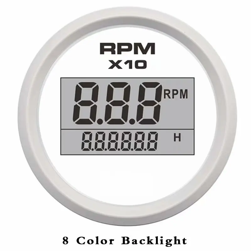 Морской 52 мм Цифровой тахометр Автомобиль Грузовик Лодка тахометр с песочным метром водонепроницаемый 0-9990 об/мин - Цвет: 8 Color light  52mm