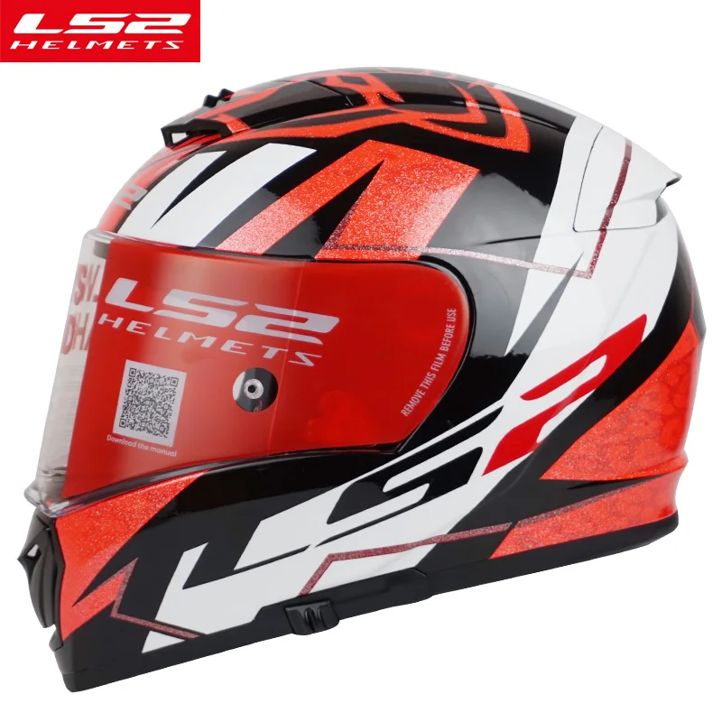 Casco LS2 FF390 выключатель полный уход за кожей лица мото rcycle шлем с внутренним солнцезащитным щитом гоночный мужчина женщина capacete ls2 шлем casco moto ls2 - Цвет: FF390 White Red