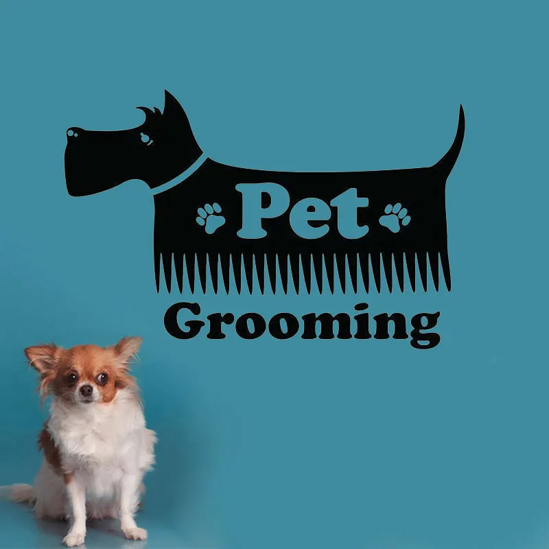 Pets Grooming Salon Wall Sticker Vinyl Interior Design Dog Puppy Pet Shop Decor Window Decals Removable Murals Cheap Sale A256