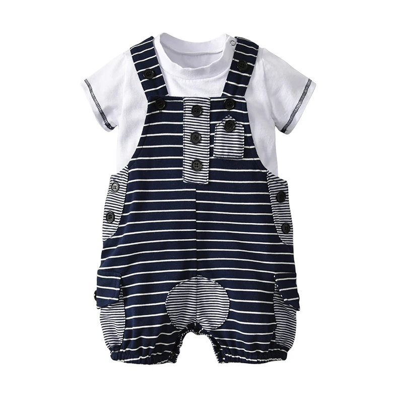 

ideacherry Toddler Boys Clothing Set Summer Baby Suit Shorts Shirt 0-3 Year Children Striped Clothes Suits Formal Party Costume