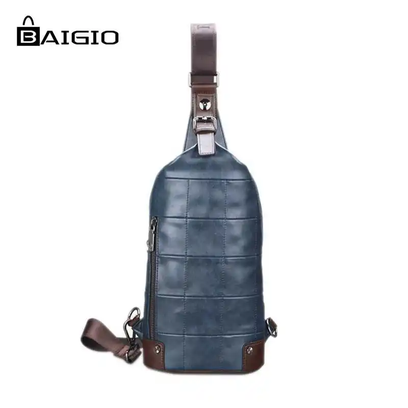 

Baigio2017 Men's Brand Chest Pack PU Leather Travel Crossbody  Bag Chest Bags Men Messenger Shoulder Bags Chest Casual Bags