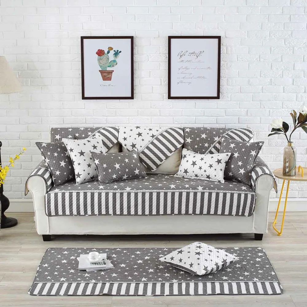 Modern Combination Solid Cotton Star Seat Sofa Covers For Home Living