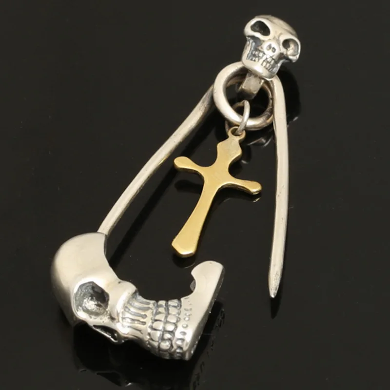 

S925 sterling silver fashion jewelry gimmick silver pendant personality men and women pin creative necklace pendant X104