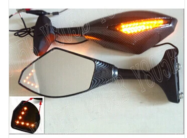 Углерода Мотоцикла LED Поворотник Зеркала Для Honda CBR400 CBR600 CBR1000 F1 F2 F3 F4 F5 F4i РК-52 SP1 SP2