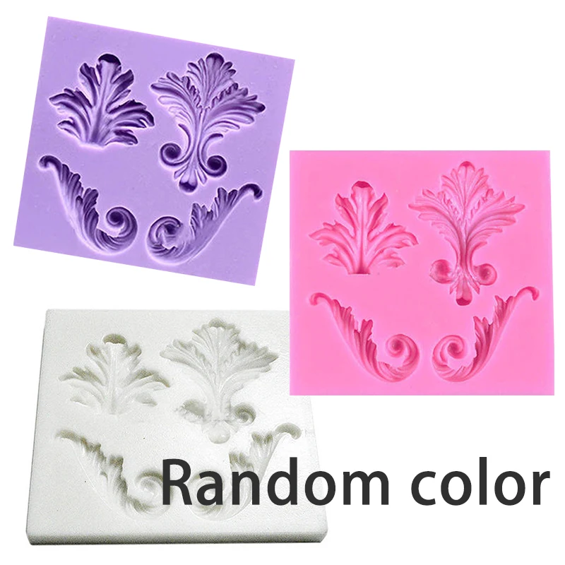 DIY Color Random Vintage Flourish Scrolls Silicone Fondant Mould Cake Decor Leaf Sugar Bake