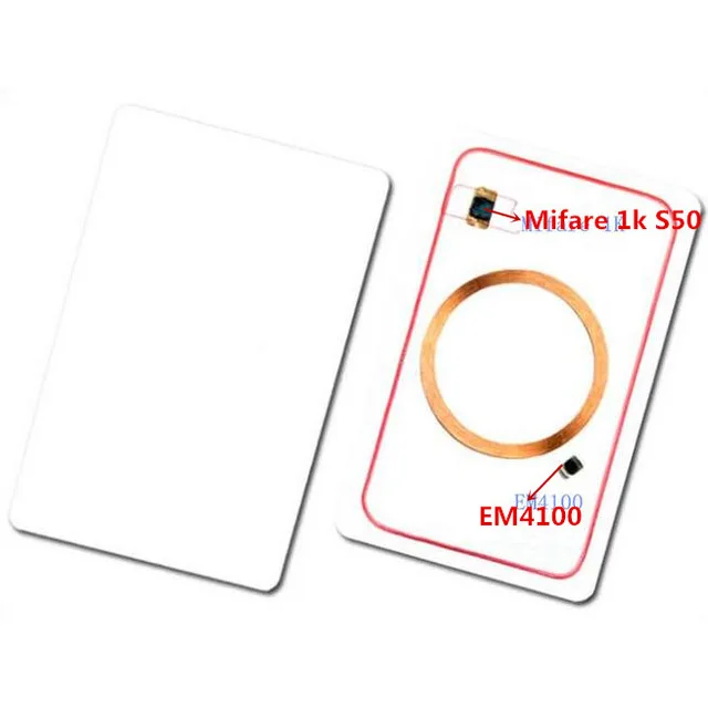 5 шт./лот IC + ID двойная RFID карта TK4100 и FM11RF08 чипы композитная 125 кГц 13 56 МГц смарт банк