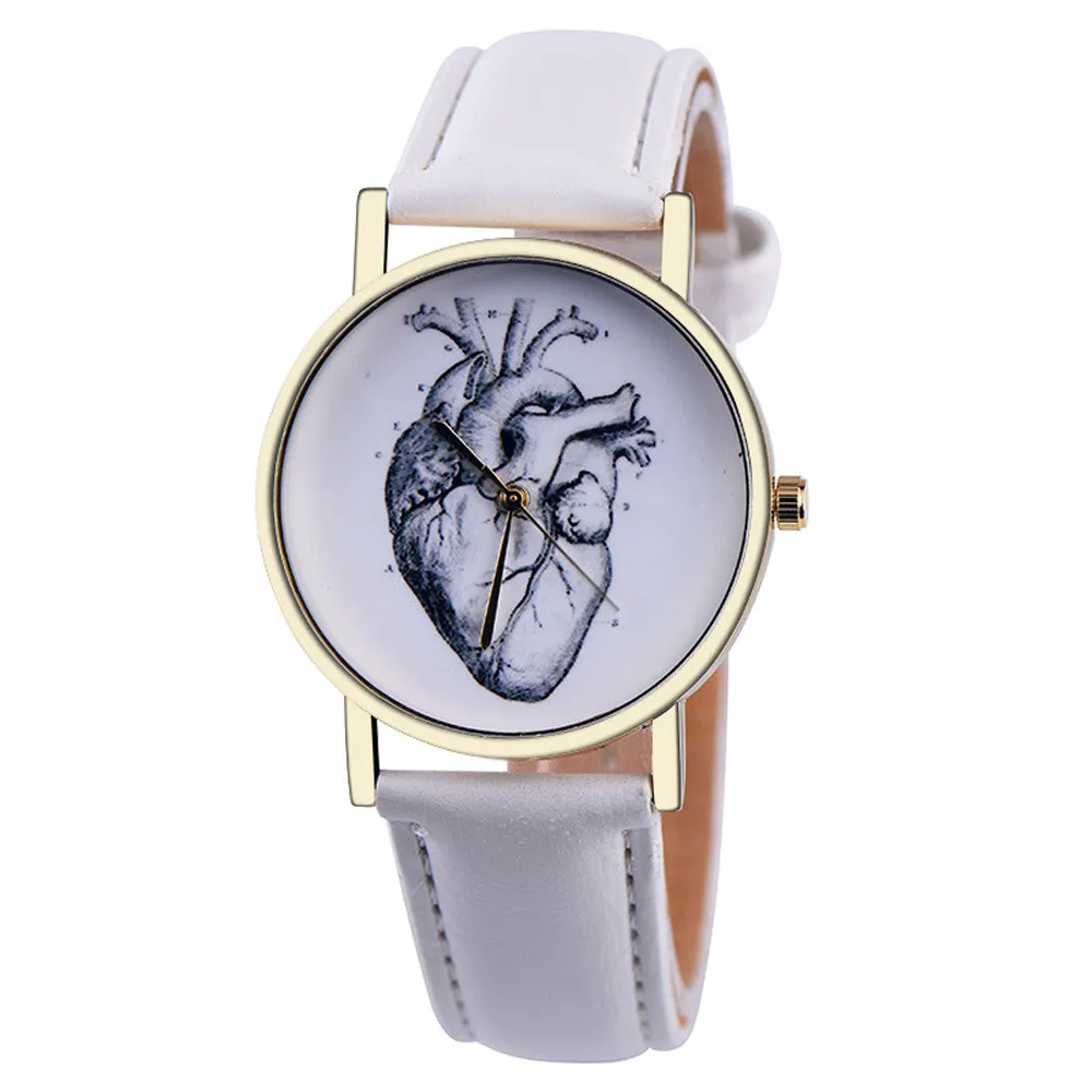 Часы женские топ-бренд с принтом сердца из искусственной кожи часы Женские кварцевые наручные часы браслеты Saat Прямая& Ff