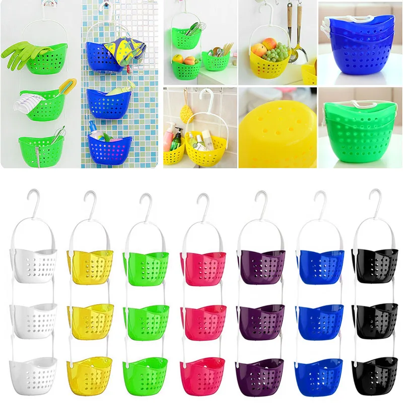 

New 3 Tier Shower Bath Rack Plastic Hanging Over Basket Tidy Bathroom Kitchen Organiser Holder @LS